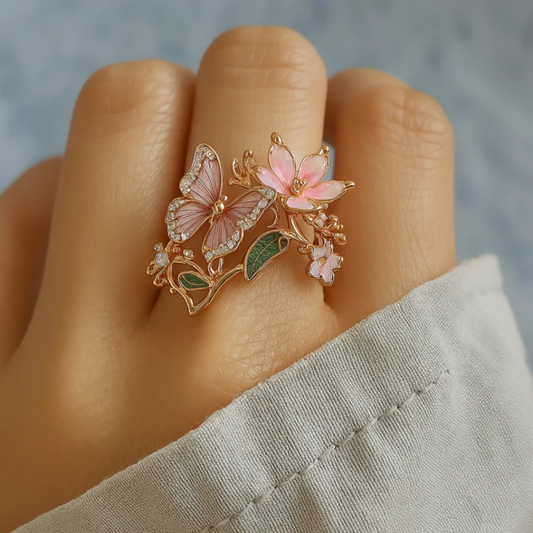 Blossom Whisper Butterfly Ring