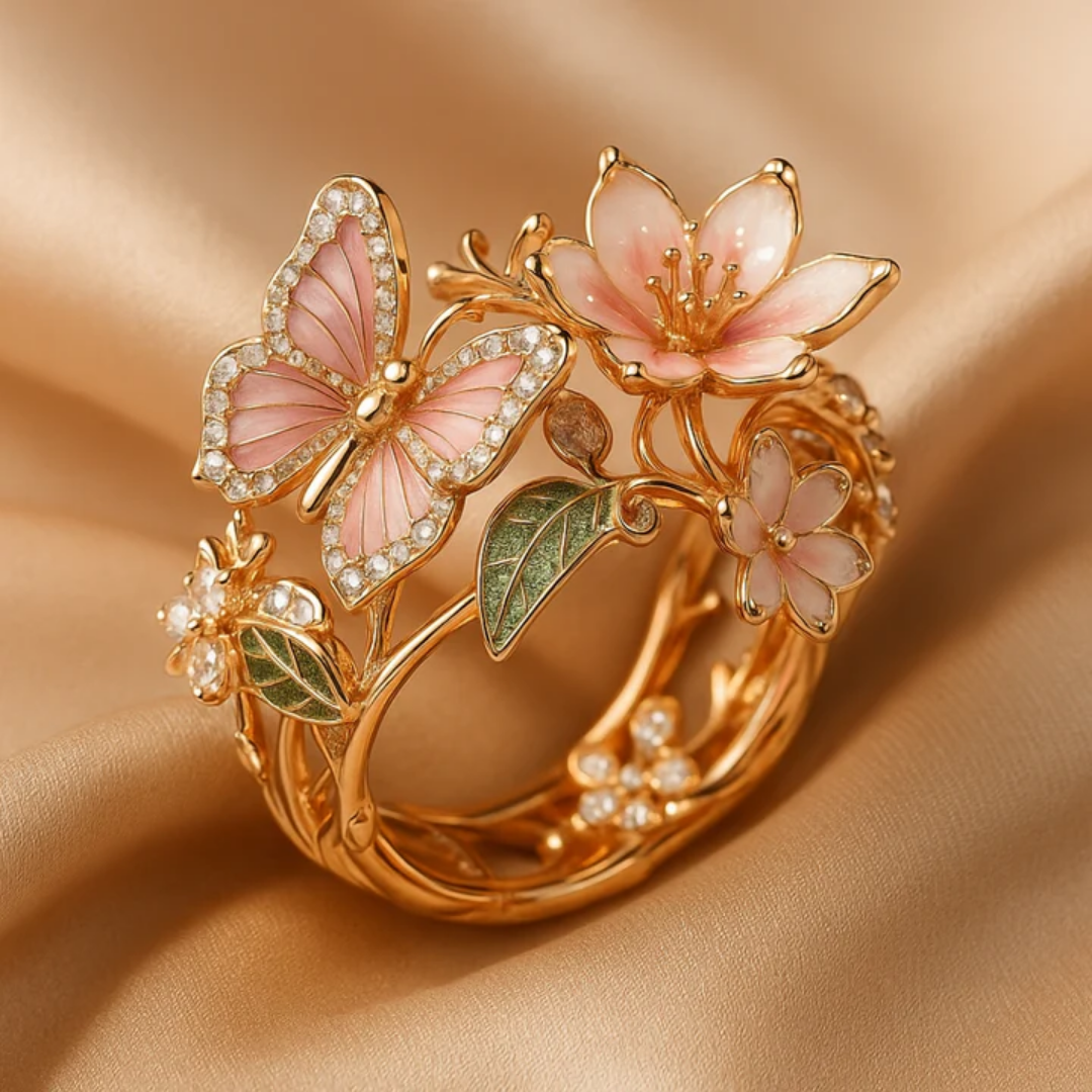 Blossom Whisper Butterfly Ring
