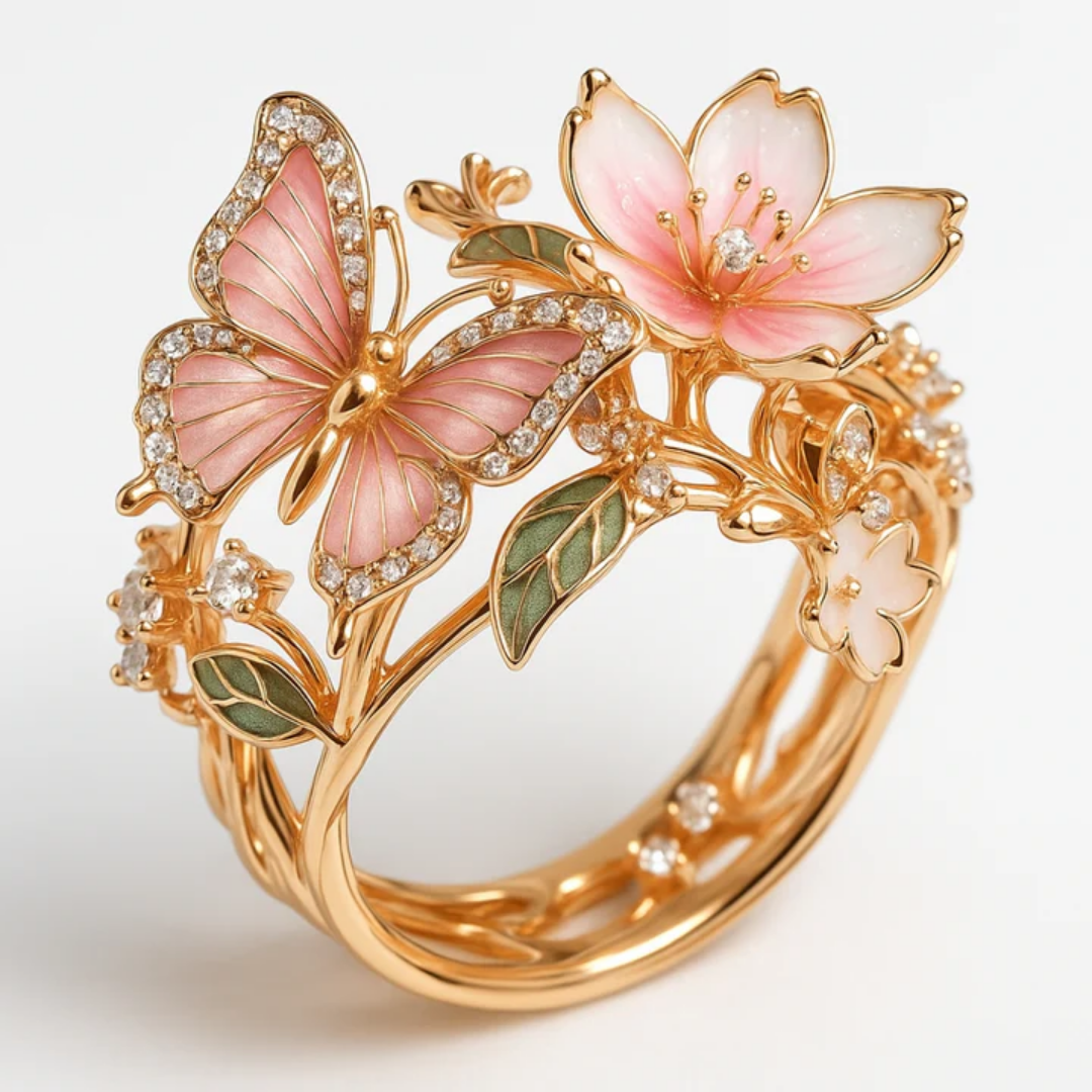 Blossom Whisper Butterfly Ring