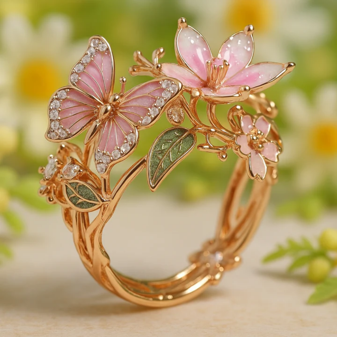 Blossom Whisper Butterfly Ring