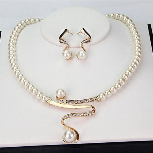 Cascade Serenade Pearl Necklace + Earrings Set
