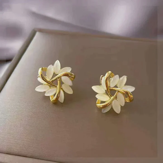 Golden Petal Whirl Earrings