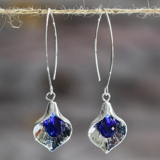 Midnight Petal Drop Earrings