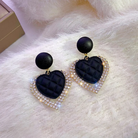 Midnight Devotion Heart Earrings