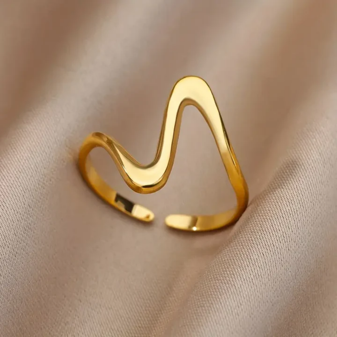 Golden Wave Flow Ring