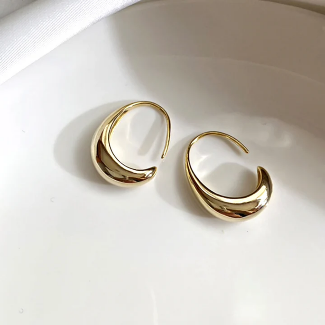 Golden Crescent Hoop Earrings