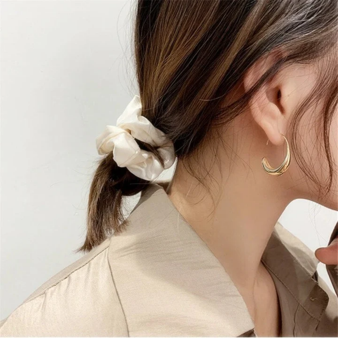 Golden Crescent Hoop Earrings