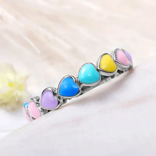 Rainbow Heart Harmony Ring