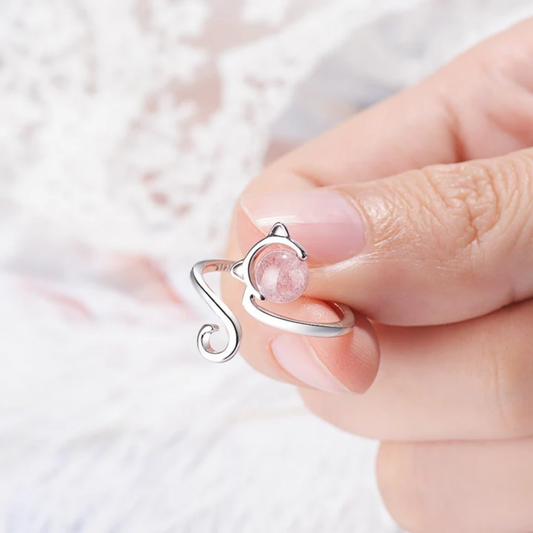 Moonlit Whiskers Pink Gem Ring
