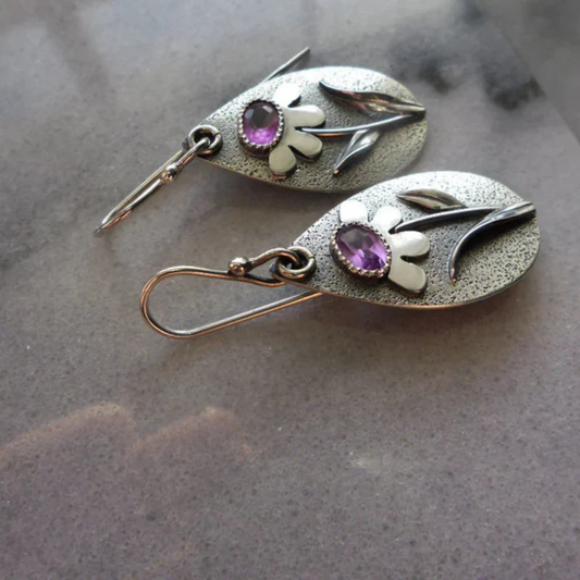 Violet Blossom Vintage Earrings