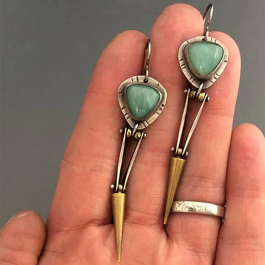 Emerald Spear Dangle Earrings