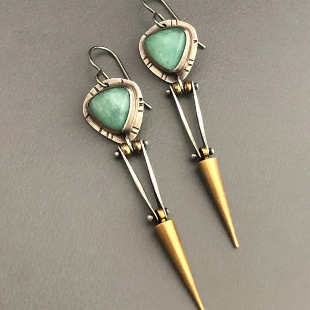 Emerald Spear Dangle Earrings