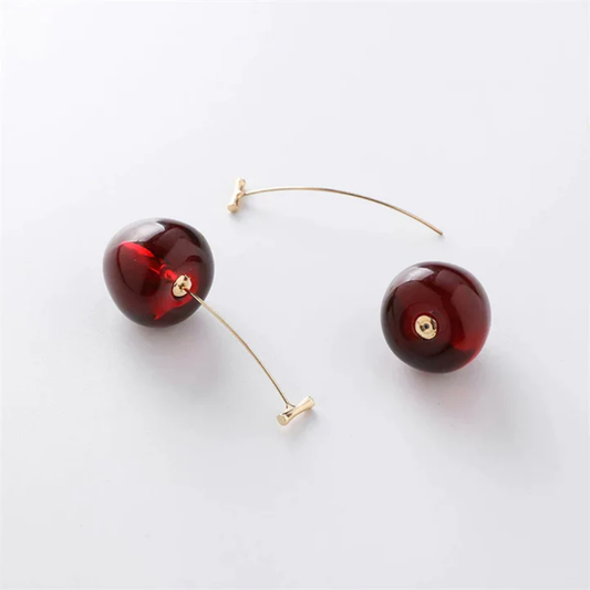 Scarlet Cherry Charm Earrings