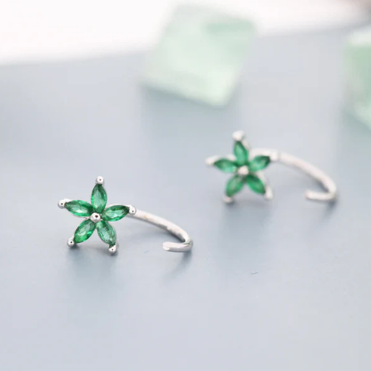 Emerald Bloom Crystal Earrings