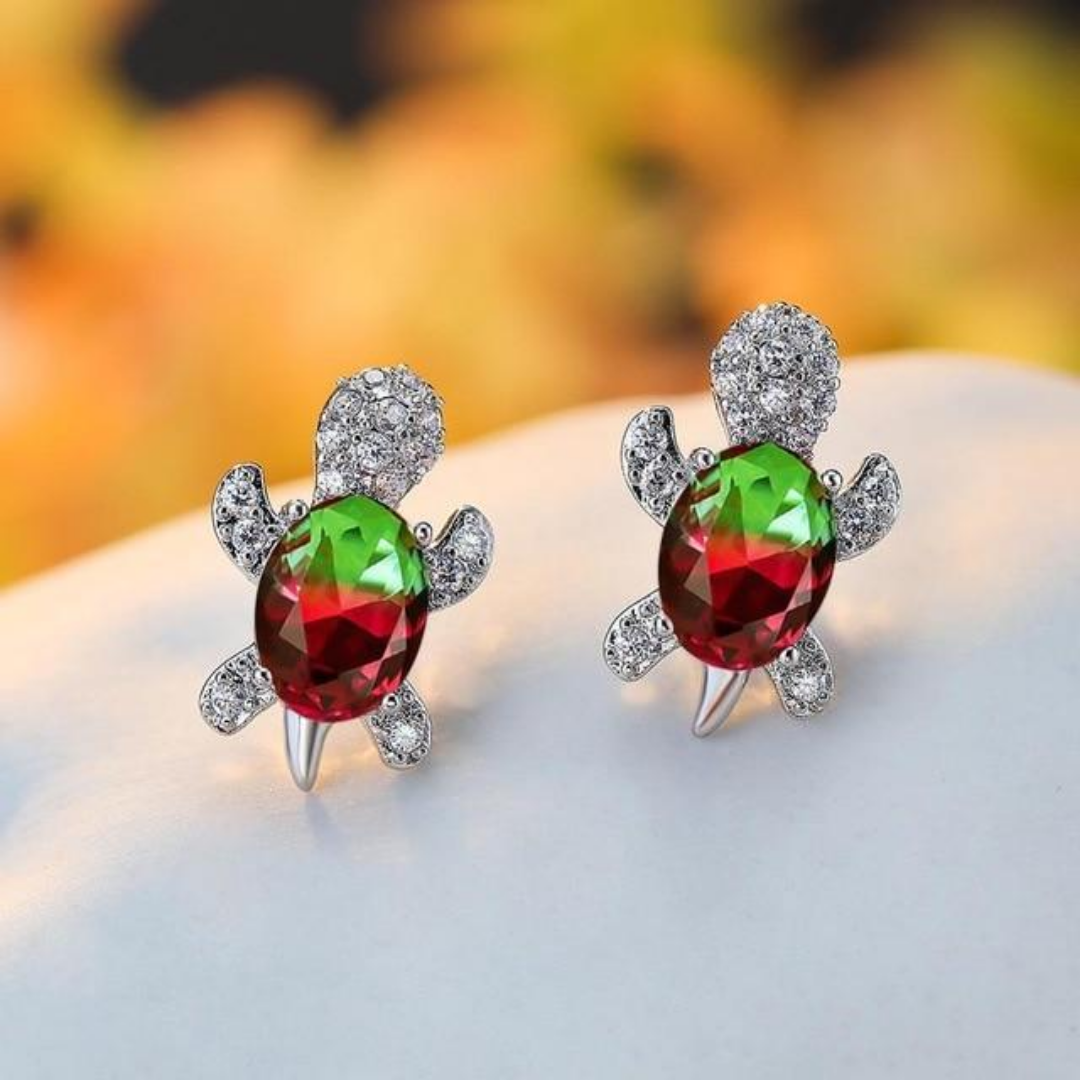 Mystic Turtle Crystal Earrings