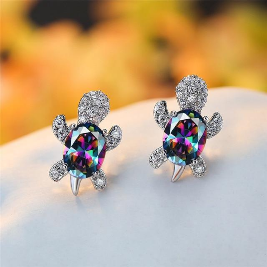 Mystic Turtle Crystal Earrings