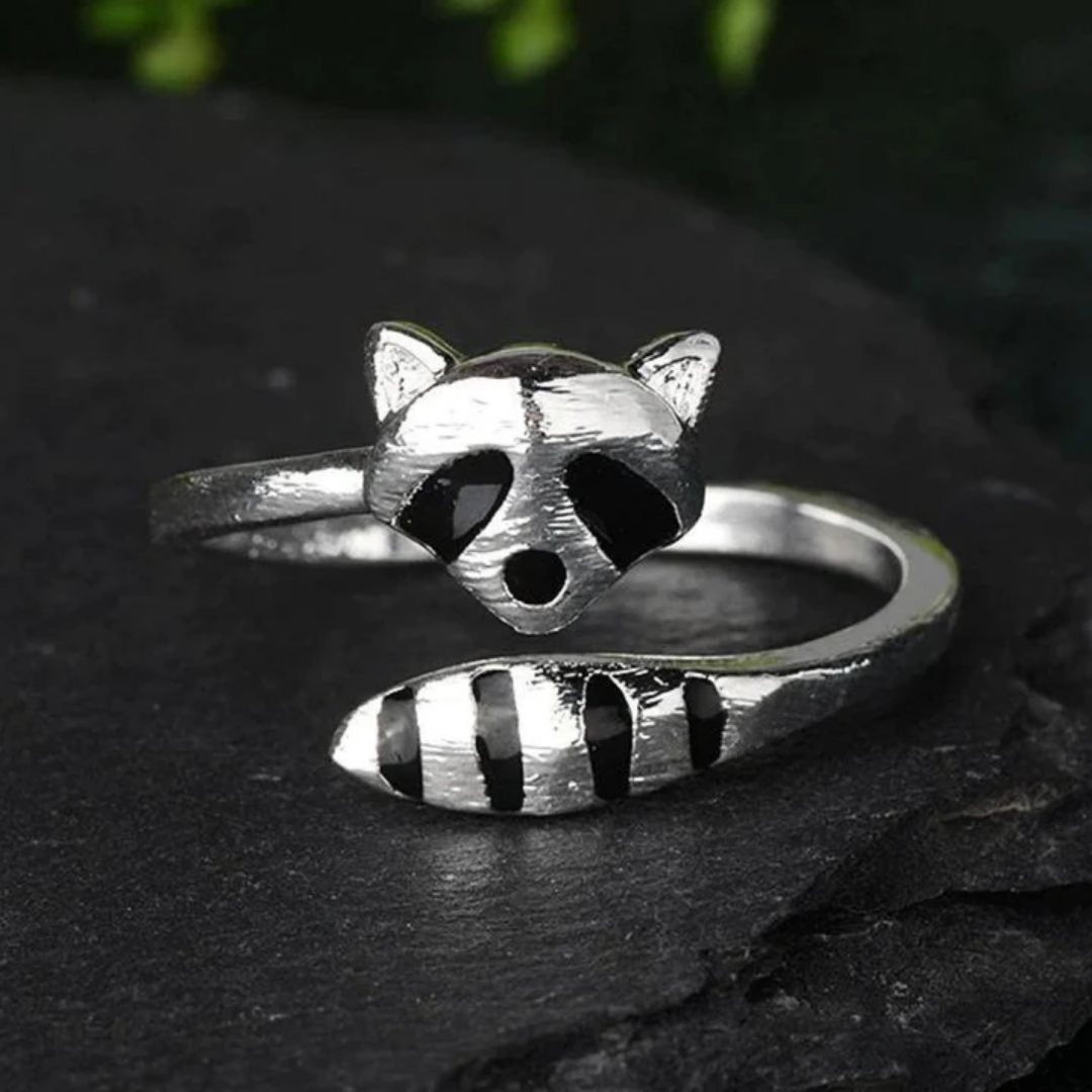 Midnight Raccoon Spirit Ring