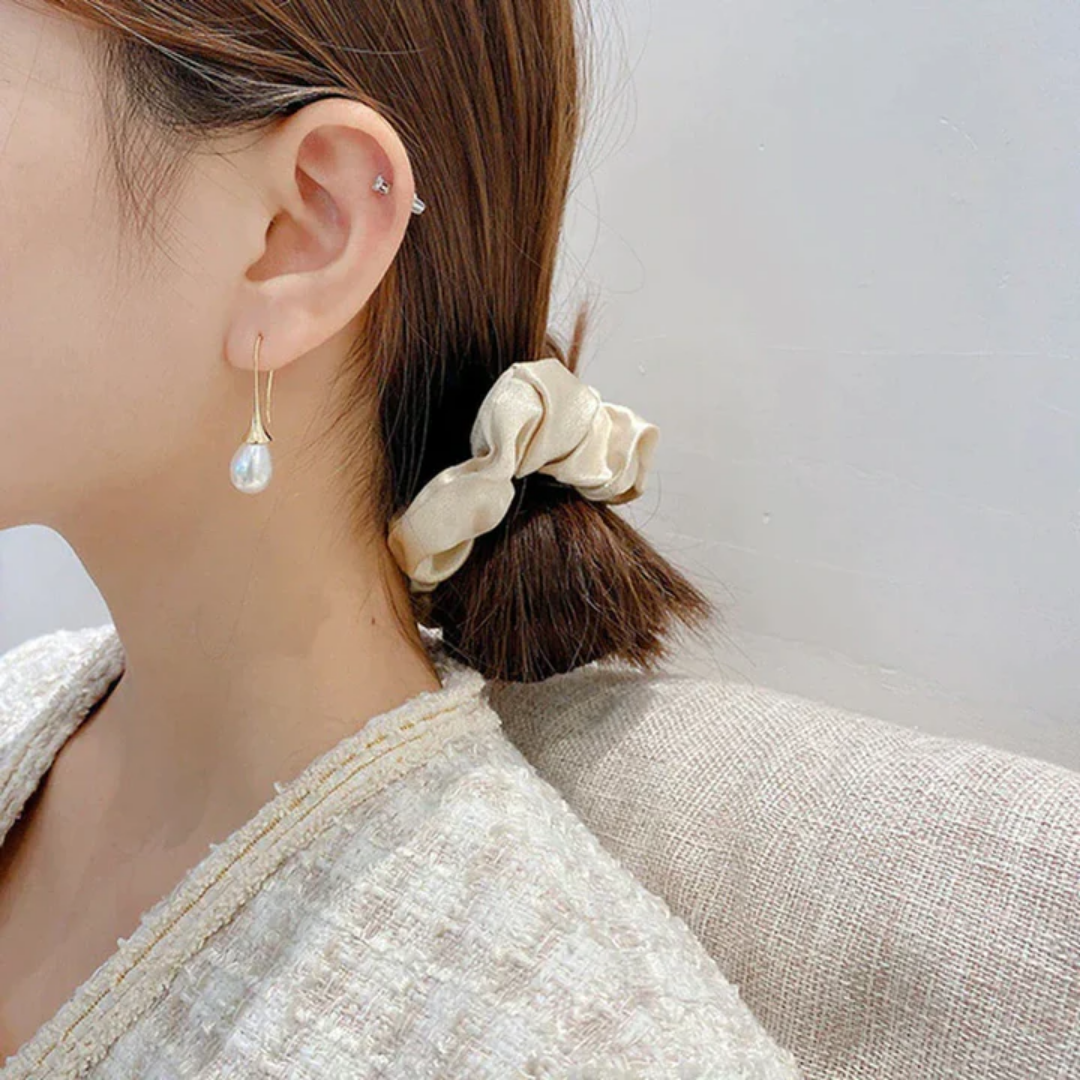 Golden Teardrop Pearl Earrings