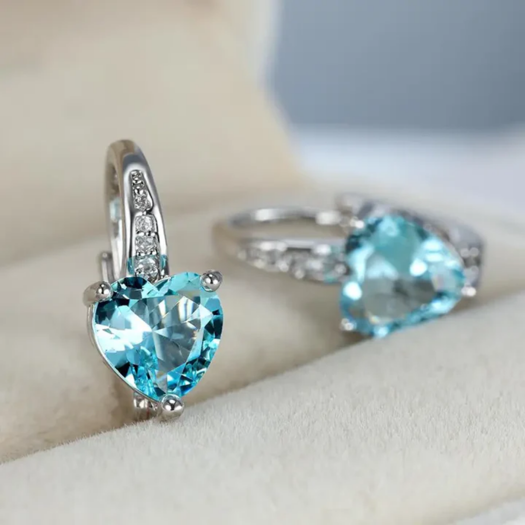 Aqua Heart Radiance Earrings