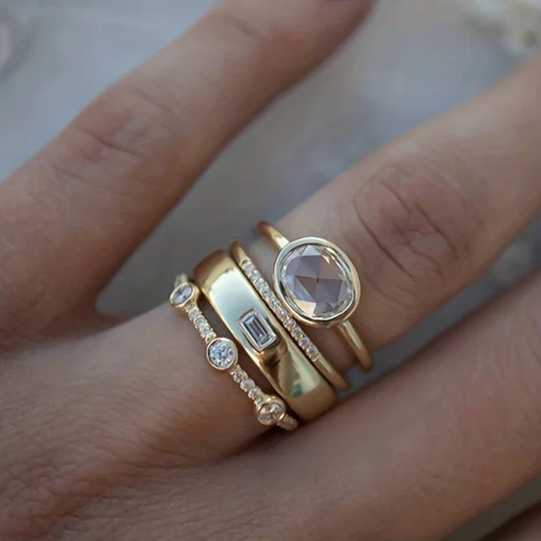 Sunlit Harmony Stacking Ring Set