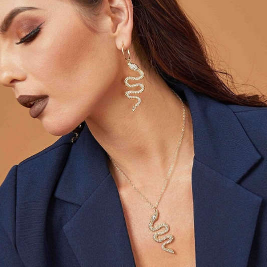Serpent’s Charm Necklace and Earring Set