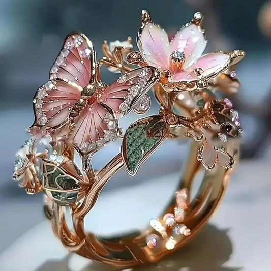 Blossom Whisper Butterfly Ring