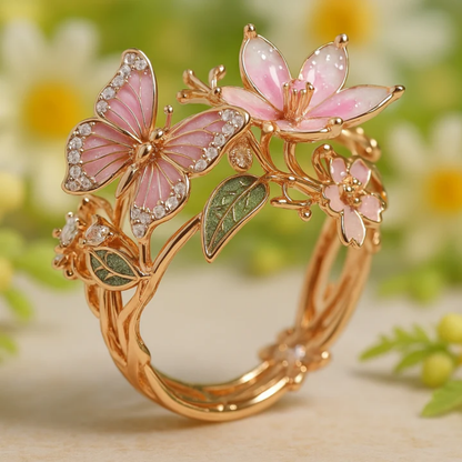 Blossom Whisper Butterfly Ring