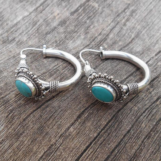 Turquoise Horizon Hoop Earrings