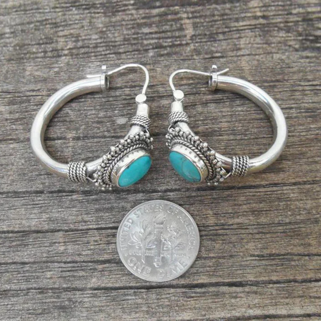 Turquoise Horizon Hoop Earrings