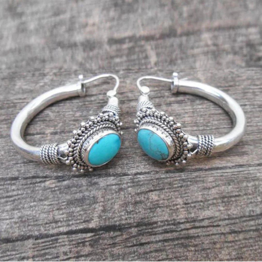 Turquoise Horizon Hoop Earrings