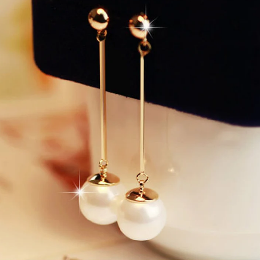 Golden Grace Pearl Drop Earrings