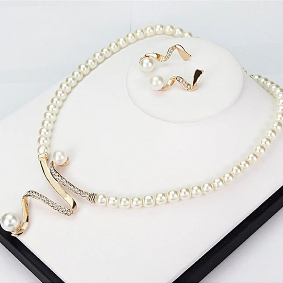 Cascade Serenade Pearl Necklace + Earrings Set