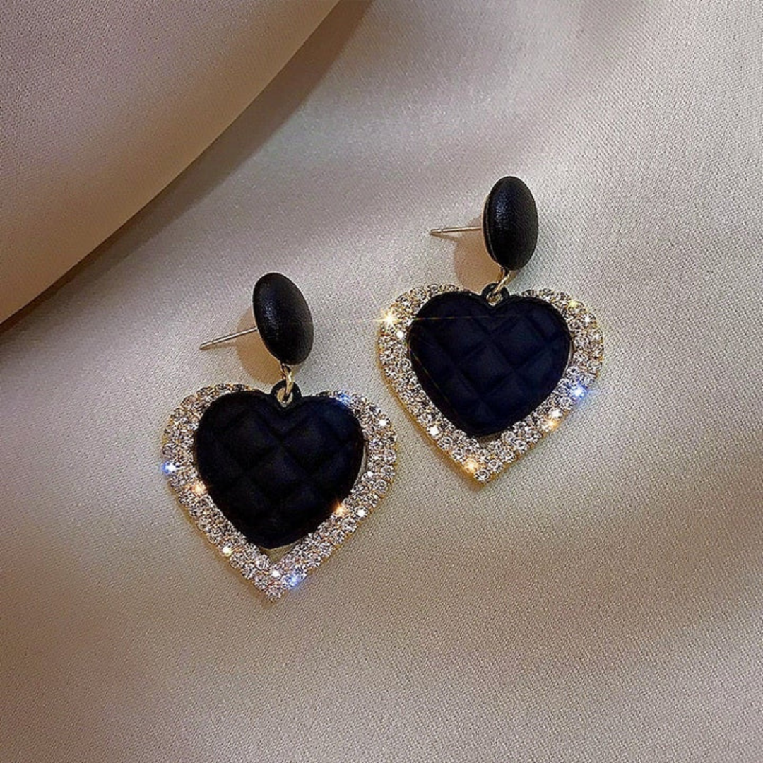 Midnight Devotion Heart Earrings