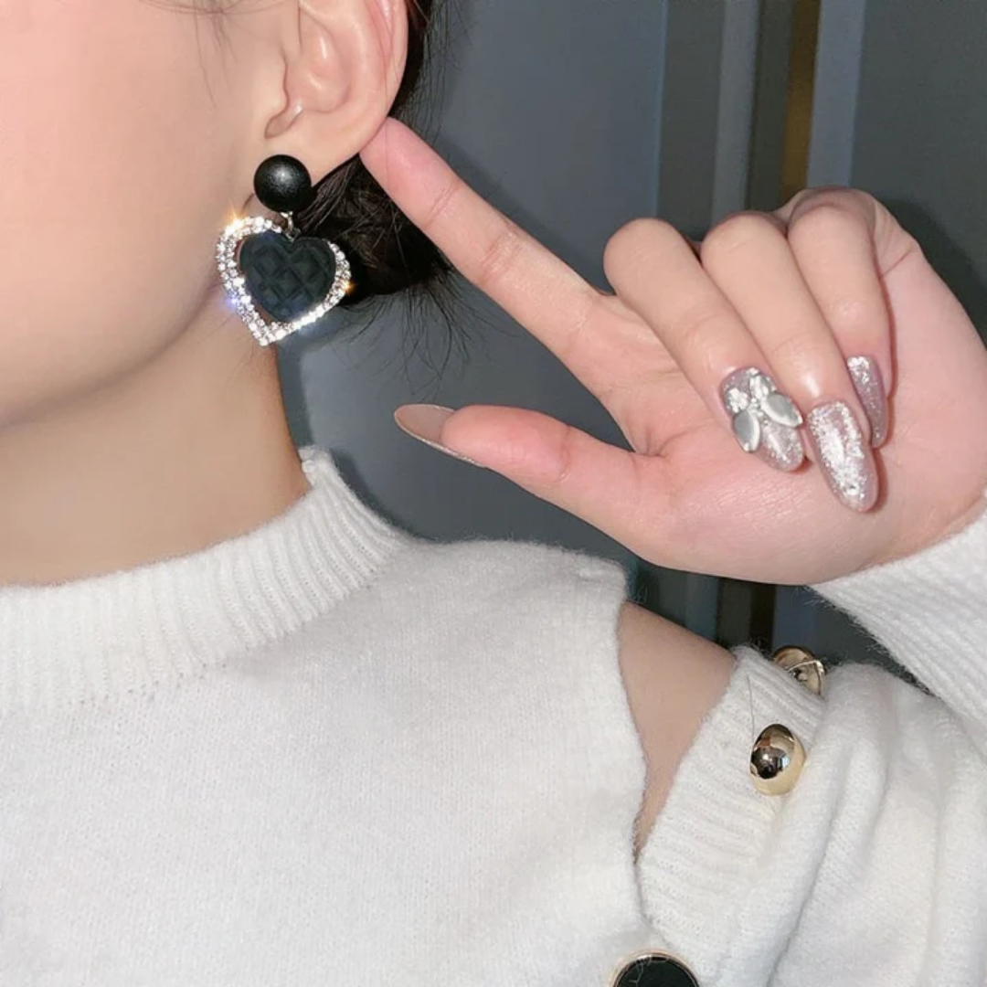 Midnight Devotion Heart Earrings
