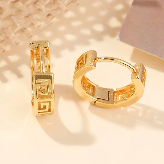 Golden Maze Hoop Earrings