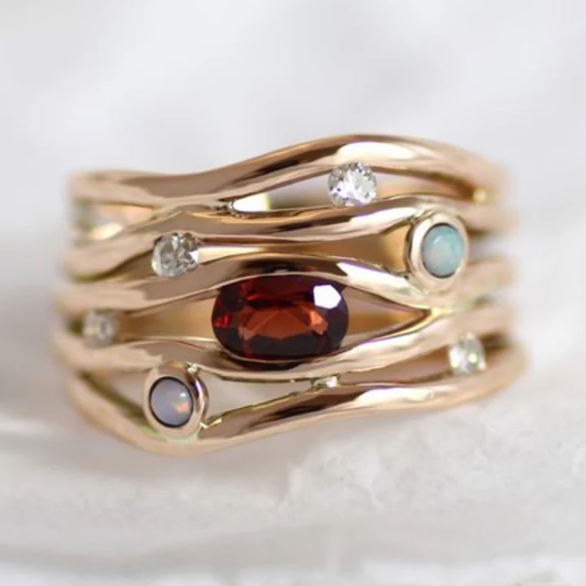 Celestial Ember Cascade Ring