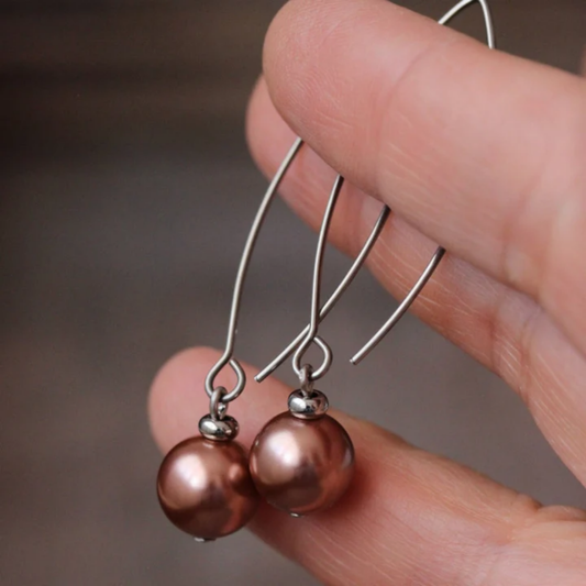Mocha Pearl Drop Earrings