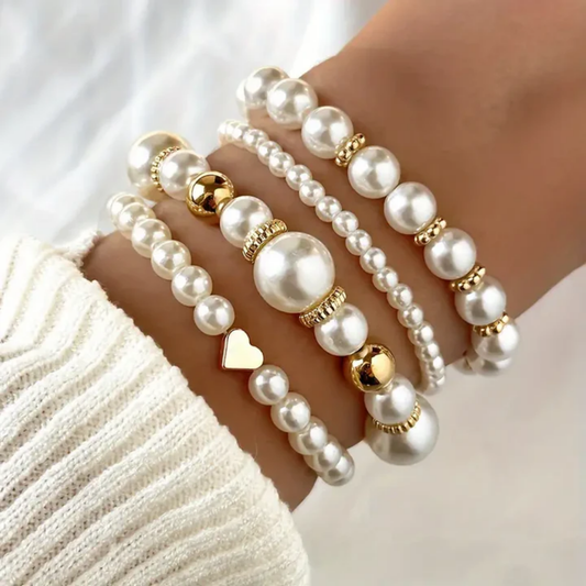 Golden Pearl Harmony Bracelet Set