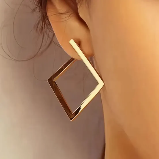 Golden Edge Geometric Earrings