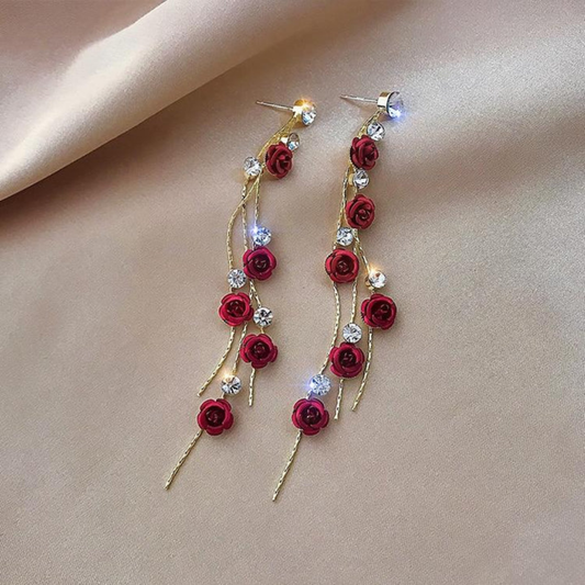 Scarlet Bloom Drop Earrings
