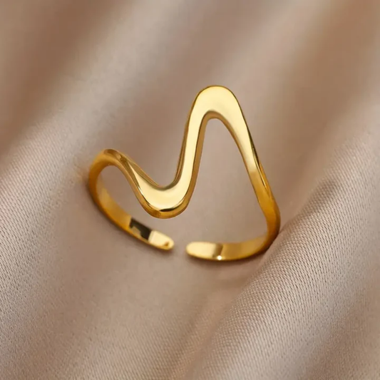 Golden Wave Flow Ring