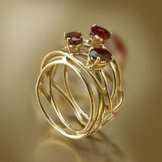 Crimson Flame Gold Ring