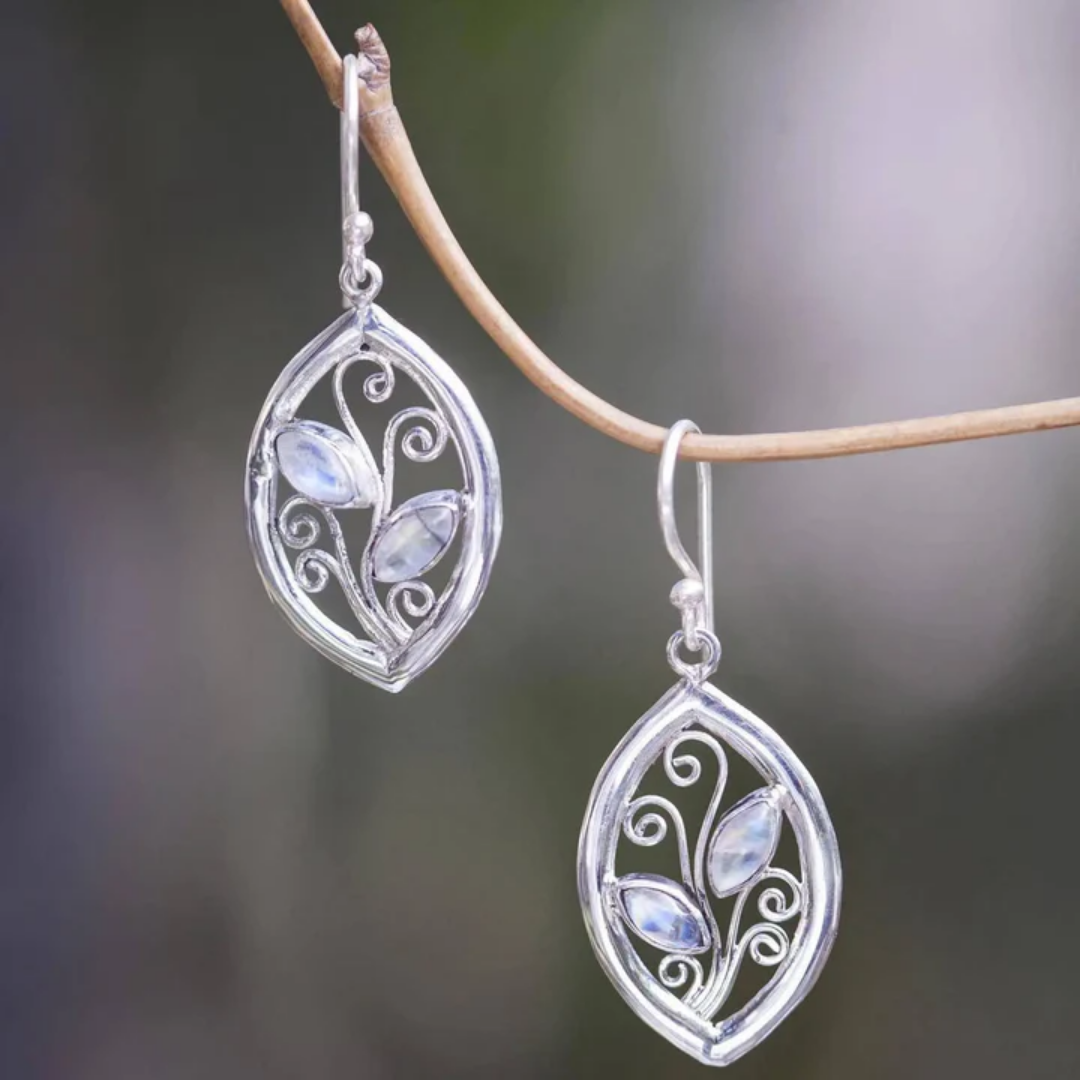 Moonlit Vine Silver Earrings
