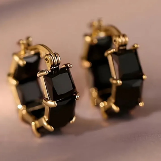 Midnight Onyx Hoop Earrings