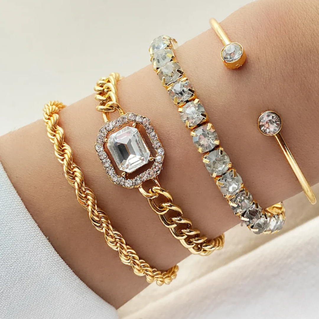 Golden Empress Crystal Bracelet Set