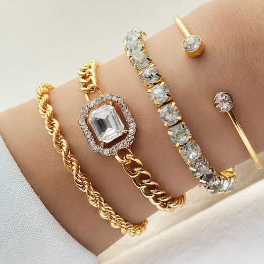 Golden Empress Crystal Bracelet Set