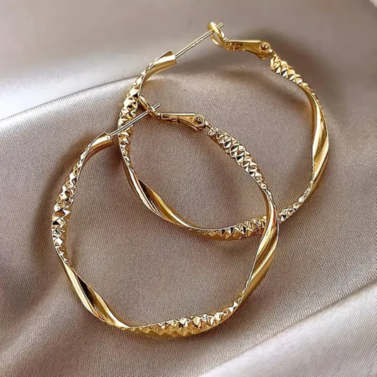 Golden Spiral Hoop Earrings