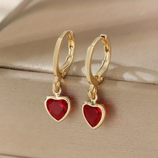Crimson Heart Charm Earrings