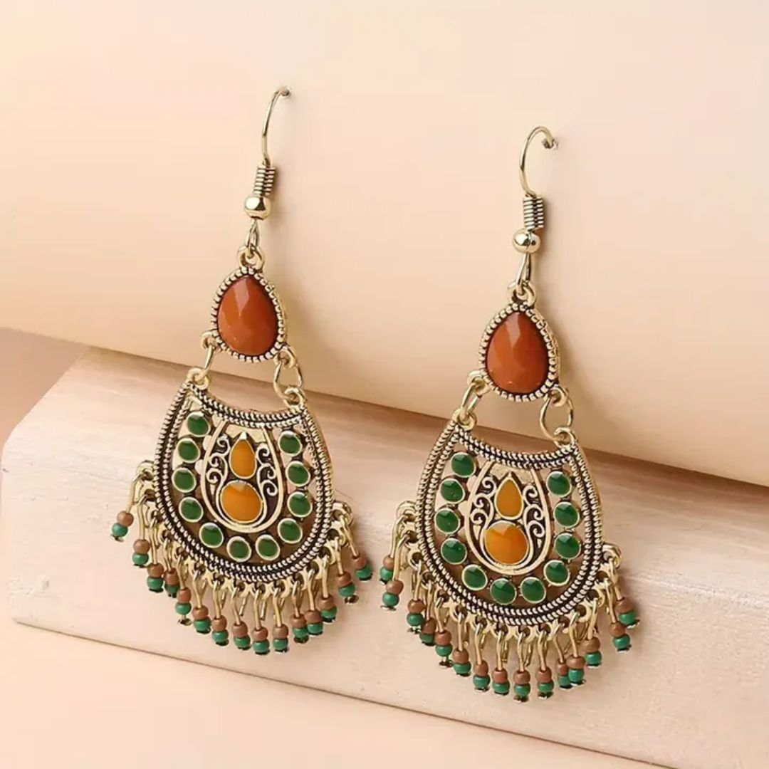 Verdant Ember Chandelier Earrings