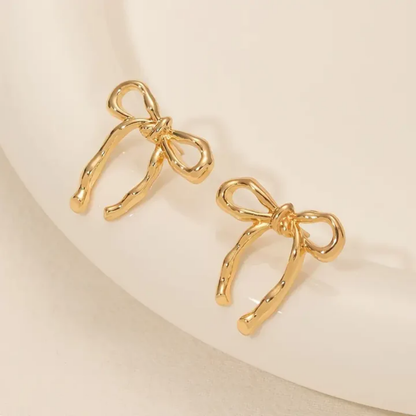 Golden Ribbon Charm Earrings